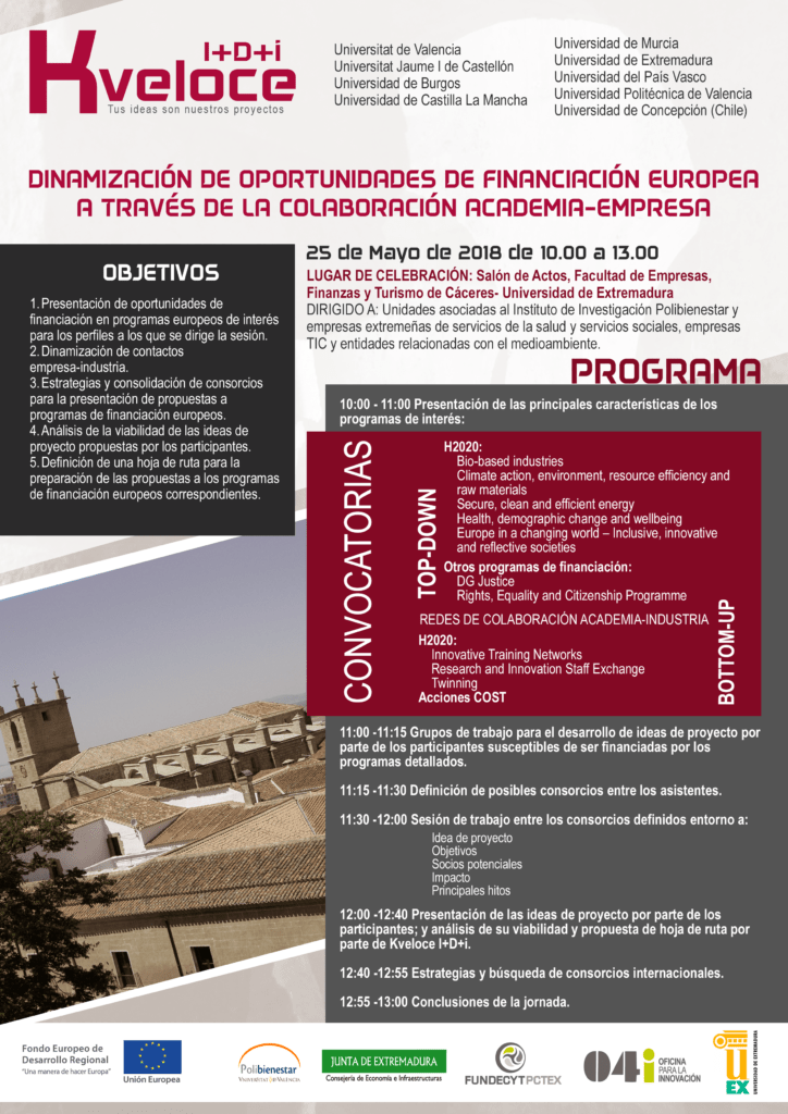 Programa de la jornada en Cáceres sobre convocatorias europeas